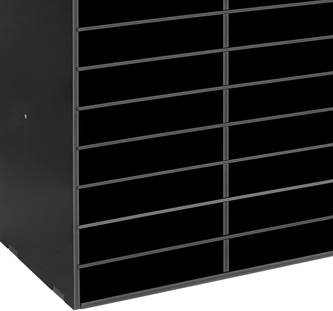 48 Compartments Literature Organizer,16 Layer Mail Sorter Organizer with Adjustable Shelves, File Sorter Mail Center Paper Storage Cabinet for Office Home (Black)