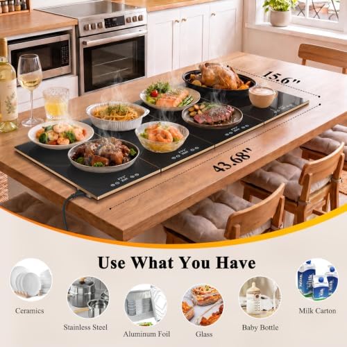 FYY Electric Warming Tray - 4-Panel Food Warmers for Parties Buffet Black - Image 6
