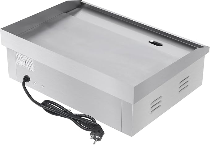 Commercial Electric Grill 110V 3000W Countertop Flat Top Griddle Nonstick Stainless Steel Teppanyaki Grill, Temperature Range 122-572°F for Restaurant, Canteen, Snack Bars 21.3"x11.8"