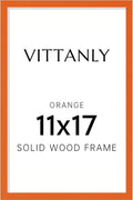Vittanly 11x17 Picture Frame, Solid Wood Frame with Plexiglass, Includes 8x12 Mat, Wall Hanging for Photos, Home Decor, Orange, 1 Pack