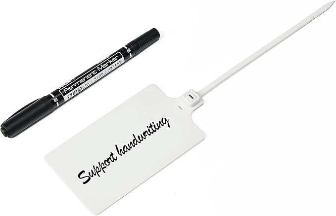 100 White Plastic Writable Shipping Tags - Large, Waterproof, Hanging Labels with One Permanent Marker Pen