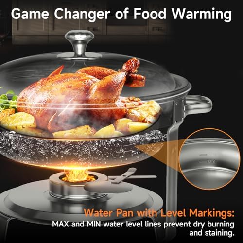 Chafing Dishes for Buffet, 4 Pack 5QT Round Stainless Steel Chafing Dish Set for Home Parties, Christmas Gatherings, Catering Events Complete Buffet Warmer Set (Silver 4) - Image 4