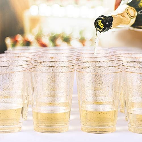 JOLLY CHEF 100 Pack 14 oz Gold Plastic Cups, Disposable Gold Glitter Cups - Image 4