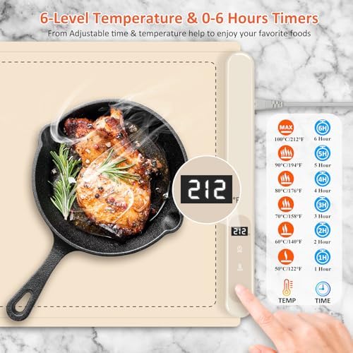Warming Mat for Food,36"x16" Large Food Warmer Mats Beige Pad - Image 3