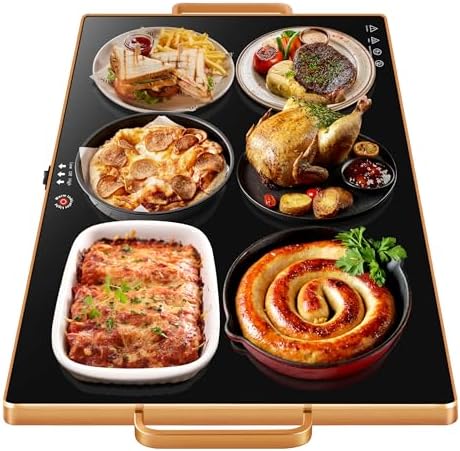Warming Trays for Buffets Party, 32"x18", Tempered Glass Food Warmer, Black by Aanuan