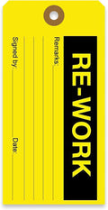 Tags 4 Less Production Quality Control Hang Tags – Equipment Preventative Maintenance Labels, for Easy Record-Keeping for Inventory Status (Re Work, Pack of 100)
