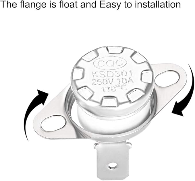uxcell KSD301 Thermostat 170°C/338°F 10A Normally Closed N.C Adjust Snap Disc Temperature Switch for Microwaves,Oven,Coffee Maker 5pcs,Ceramic Material