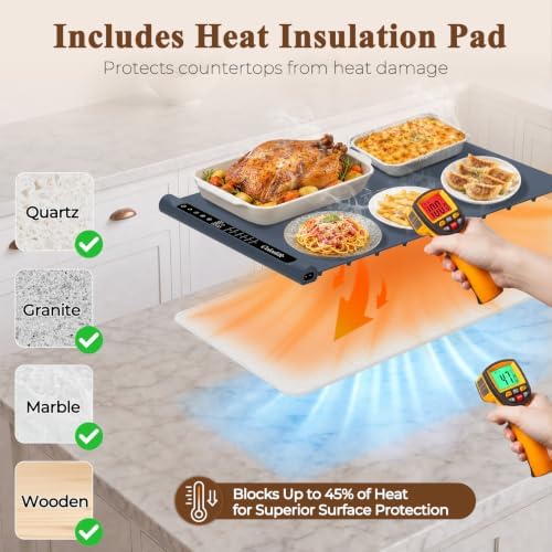 Warming Mat for Food, Electric Warming Tray with Heat-Resistant Pad-L Navy - Image 3