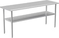 Stainless Steel Table for Prep & Work, 24x72 Inches, NSF Metal Commercial Heavy Duty Table with Adjustable Under Shelf and Foot for Restaurant, Home and Hotel