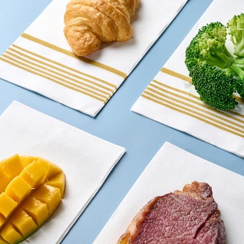 400 Gold Disposable 3-Ply Paper Dinner Napkins, Guest Hand Towels - Image 7