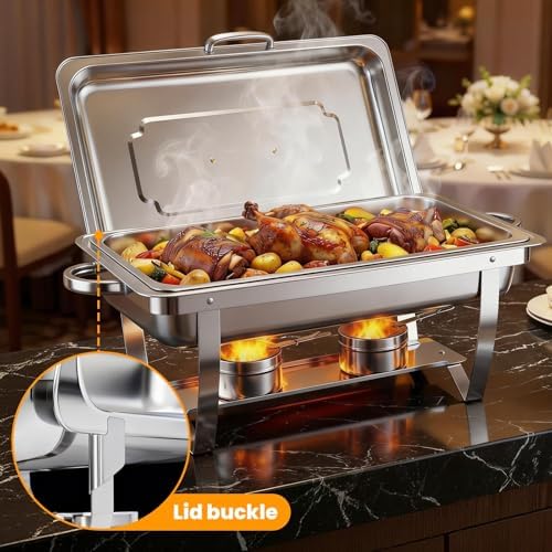 ALSO GO 4 Pack 11QT Rectangular Chafing Dishes for Buffet with Lids - Image 6