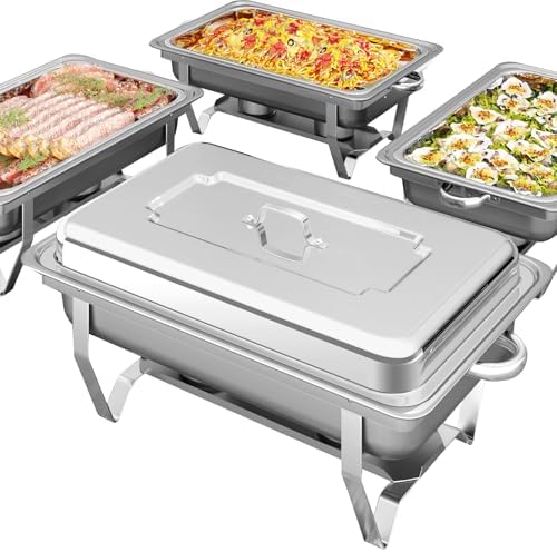 9Qt Chafing Dishes for Buffet, Roll Edge Designed Chafing Dish Buffet Set by Unknown