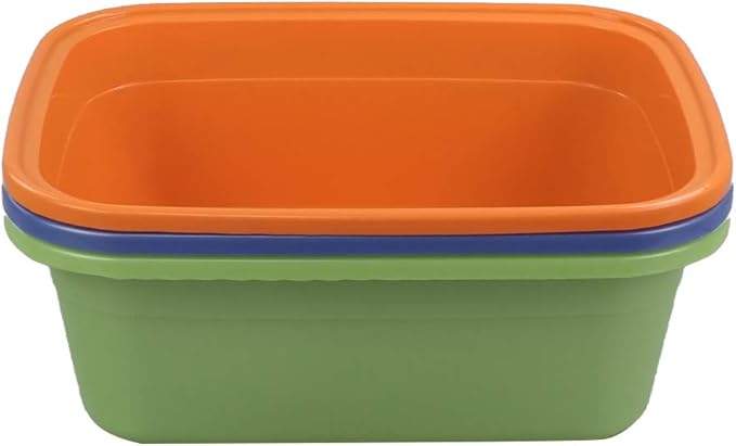 18 Quart Large Plastic Dish Pans, Wash Basin, Set of 3