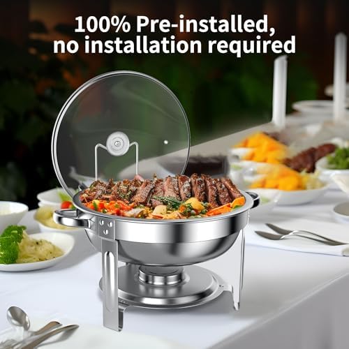 Chafing Dishes for Buffet Set: Round Catering Food Warmer with Lids - Image 2