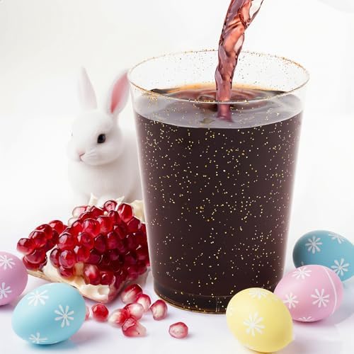 JOLLY CHEF 200 Pack 10 oz Gold Glitter Clear Plastic Cups for Parties - Image 6
