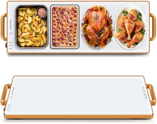 Warming Trays for Buffets Party,31.5"x11.8",Tempered Glass Warmer Mat,White by Aanuan