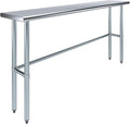 AmGood Stainless Steel Work Table Open Base | NSF Kitchen Island Food Prep | Laundry Garage Utility Bench (72" Long X 14" Deep)
