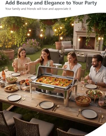 13QT Roll Top Chafing Dishes for Buffet: Chafing Dish Set with Glass Window - Image 6