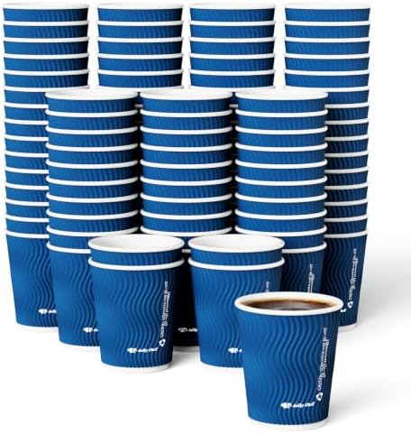 JOLLY CHEF Paper Coffee Cups 8 oz 120 Pack Insulated Paper Cups Blue by JOLLYCHEF
