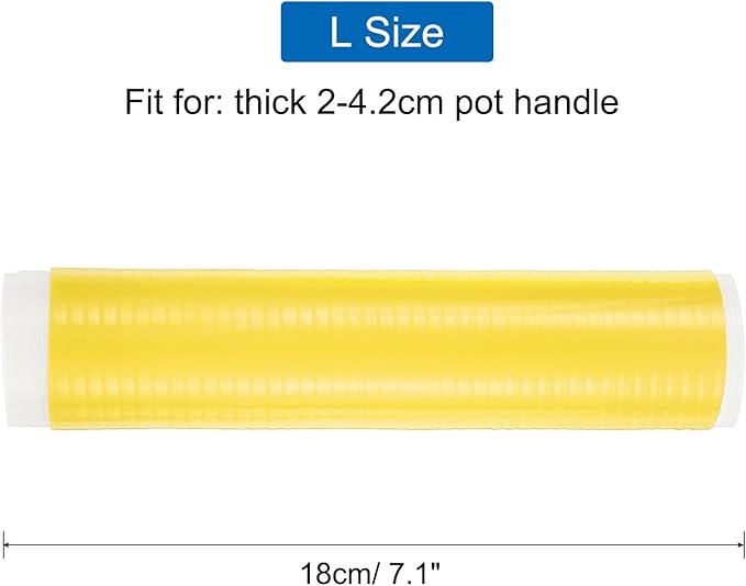 uxcell Silicone Pan Handle Sleeve, Heat Resistant Potholder Pot Holders Cover Sleeve for Frying Pan Handle Spatulas, Yellow (L)