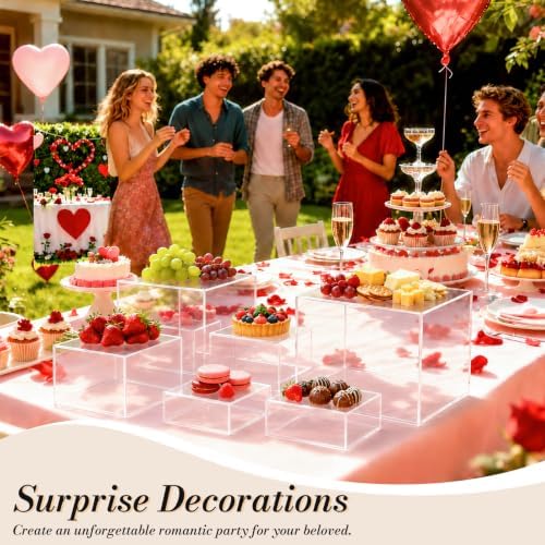 6Pcs Buffet Risers, Food Risers Display Stands with Mini Sign and Maker - Image 3