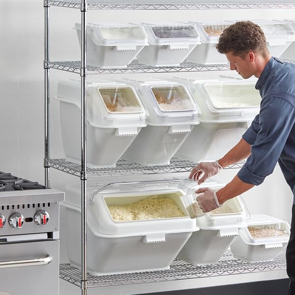 18x72 Inch Chrome Wire Shelving Unit with 15 Ingredient Storage Bins, 4 Shelves, 600 lb Capacity per Shelf, Mobile Cart with Casters, Clear Lids