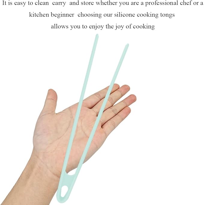 1Pcs Silicone Toaster Tongs, 11.6 Inch Long Silicone Kitchen Tong for Toaster Cooking Utensil Bread Waffle Tongs Food Tweezer Light Blue Toast Tong for Cooking Serving Bacon Salad Fruit Food,SATONBEYI