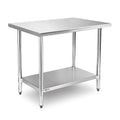 Stainless Steel Table for Prep & Work 24 x 30 inches, Heavy Duty Metal Table with Adjustable Undershelf for Commercial Kitchen, Restaurant, Home, Hotel, Laundry Room,Garage, Workshops