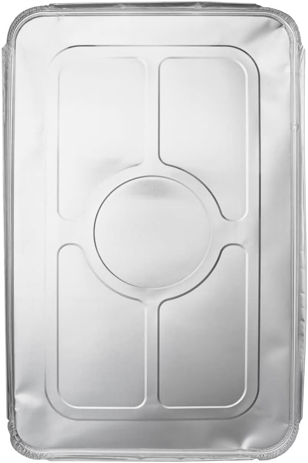 Restaurantware Aluminum Pan Cover 25 Count 21.06 x 13.5 Inch Oven Friendly Disposable Pan Lid Full Size Foil Lid Temperature-Sealing Silver For Catering And Food Storage