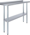 AmGood 48" Long x 14" Deep Stainless Steel Work Table with 1.5" Backsplash | Metal Kitchen Food Prep Table | NSF