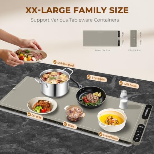 Homelove Warming Mat for Food - 7 Temps, 8H Timer, for Buffets Party Khaki - Image 4
