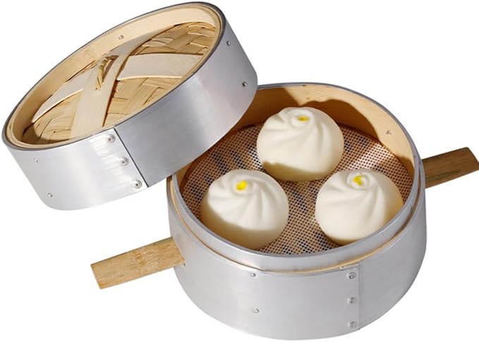Steamer Basket Set with Aluminum Rim and Double Handles 20cm Mini Food Steamer for Dumplings and Vegetables for Home and Commercial Cooking