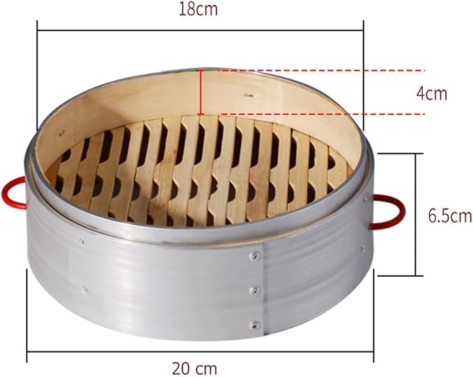 Steamer for Cooking Vegetables and Dumplings 20cm Double Ear with Aluminum Rim and Lid, Food Steamer Basket for Home and Commercial Use