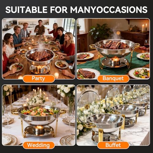 6QT Chafing Dishes Buffet, Food Warmers for Parties with Glass Lid, 4 Pack - Image 7