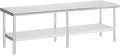 Jocisland 30" x 108" Stainless Steel Table for Prep & Work Adjustable Under Shelf and Feet, for Commercial Kitchen, Restaurant, Hotel, Garage