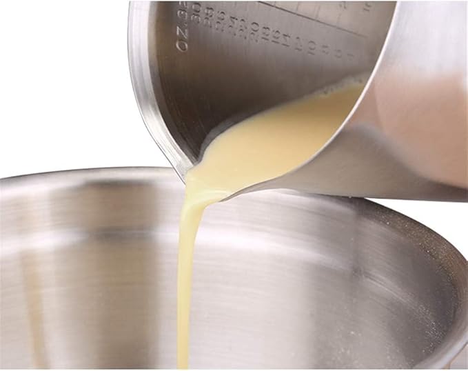 KSENDALO 16oz/2Cup SUS304 Stainless Steel Measuring Cup - Precision Engraved Markings for Liquid, Coffee, Milk & Espresso - 500mL Kitchen Mixing Pitcher, Canister & Container for Baking & Frothing