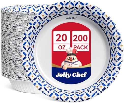 JOLLY CHEF Paper Bowls 20 oz 200 Count Large Disposable Bowls Bulk by JOLLYCHEF