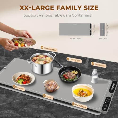 Homelove Warming Mat for Food - 7 Temps, 8H Timer, for Buffets Party Grey - Image 4