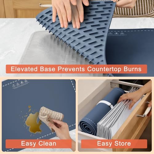 FYY Extra Long Warming Mat for Food with Heat Resistant Pad, Prevent Countertop Cracks, Keep Meal Warm, Rapid and Full Surface Heating, 6 Temp Settings, 6H Timer, Rollable Portable Food Warmer, Navy - Image 7