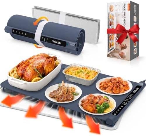 Warming Mat for Food, Electric Warming Tray with Heat-Resistant Pad-L Navy by WELCOME