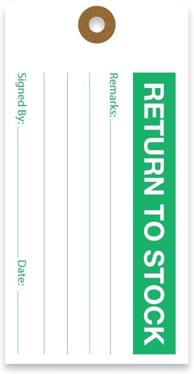 Tags 4 Less Production Quality Control Hang Tags – Equipment Preventative Maintenance Labels, for Easy Record-Keeping for Inventory Status (Return to Stock, Pack of 100)