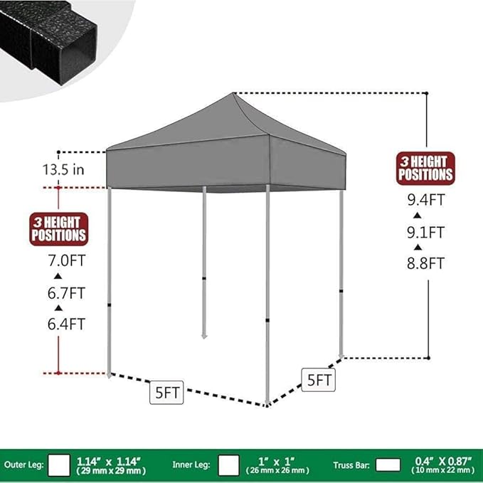 Eurmax USA 5'x5' Pop Up Canopy Tent Commercial Instant Canopies with Heavy Duty Roller Bag,Bonus 4 Sand Weights Bags (Blue)