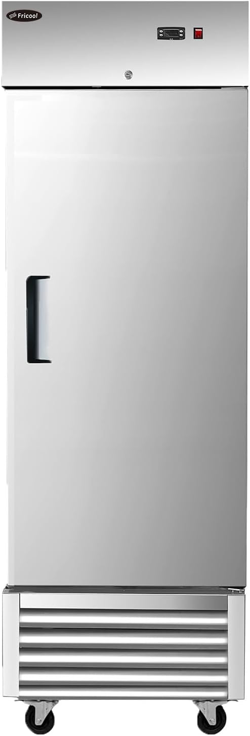 27 Inch Commercial Freezer Upright, Single Door Stainless Steel Reach In Freezer, 23 Cu.Ft Large Capacity, Energy Efficient, Fast Cooling for Restaurant, Supermarket, Bakery