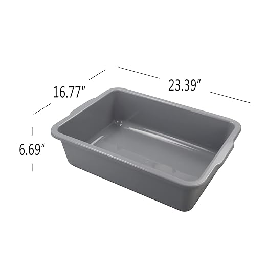 4-Pack 32 L Plastic Commercial Bus Box, Large Bus Tubs, Gray