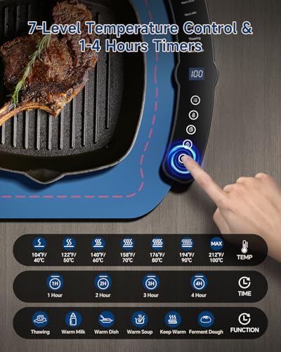 Food Warming Mat,7 Temp,4H Timer,Roll Heat Pad,Thermochromic Line - Image 2