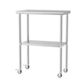 Stainless Steel Table with Wheels 18 x 30 Inches Metal Prep Table with Adjustable Undershelf & Casters for Commercial Kitchen, Outdoor, Restaurant, Hotel & Garage