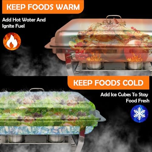 ALSO GO 6 Pack 9QT Chafing Dishes for Buffet with 4 Serving Tongs - Image 2