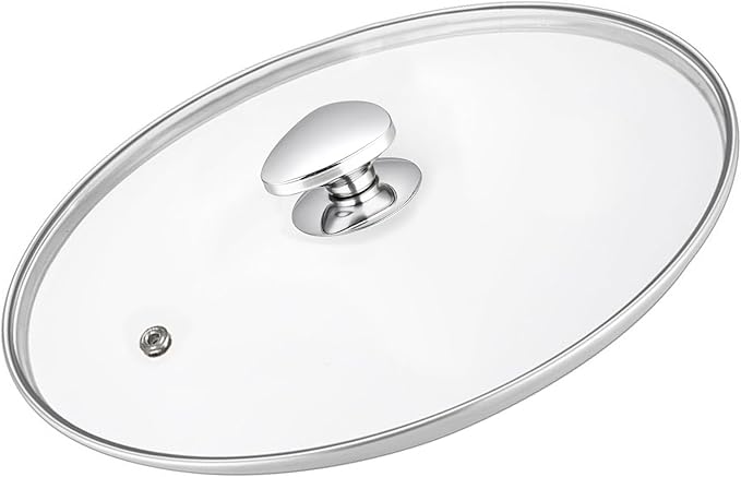 Glass Lid For Pots, Pans and Skillets, Clear tempered Glass Lid Replacement with Vent For Frying Pan, Stock Pot, Cast iron skillet, 8, 9.5, 10.25, 11, 12, 12.5, 13.5 and 14 Inch Stainless Steel Covers