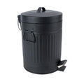 SIMPLEMADE Round Step Trash Can, Stainless Steel with Lid, Small Metal Wastebasket/Garbage Can for Bathroom, Office, Black, 5 Liter / 1.3 Gallon -