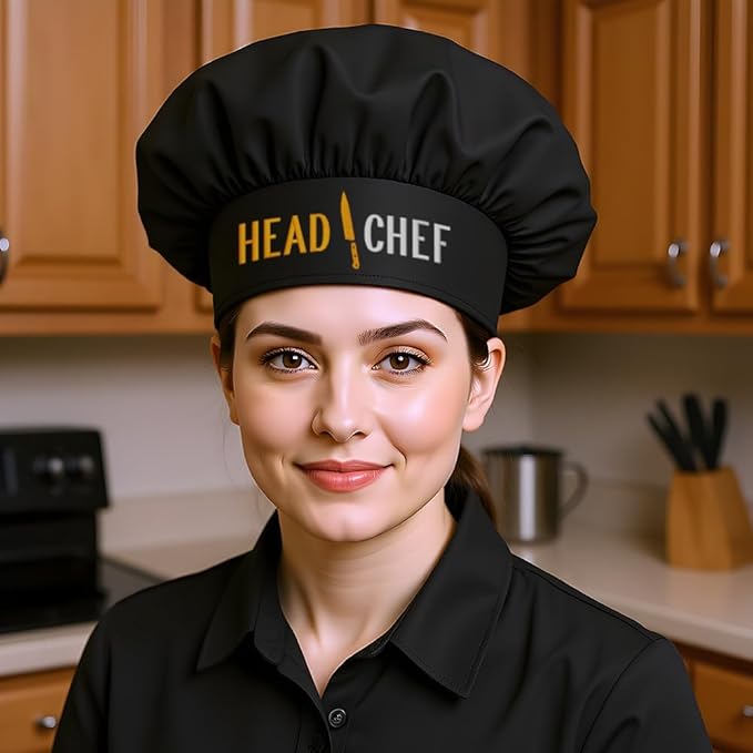 The Apron Place Adjustable Professional Chef Hats, Multiple Personalized Embroidered Designs to Choose from, Made in The USA